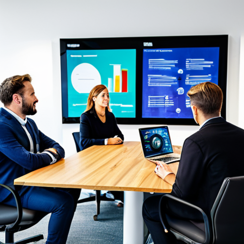 A diverse group of professional marketing experts and a content creator are collaboratively brainstorming around a modern conference table in a bright, contemporary office space. Large digital screens in the background display marketing analytics data and creative concepts. All individuals are fully clothed in professional business attire and smart casual wear, ensuring appropriate attire. The scene conveys energetic discussion and genuine collaboration, with a natural pose for all subjects. Professional photography, high resolution, perfect anatomy, correct proportions, well-formed hands, proper finger count, natural body proportions, safe for work, appropriate content, fully clothed, professional.