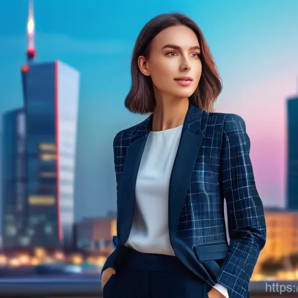 광고홍보사와 신제품 런칭 캠페인 - **Prompt:** A dynamic, high-tech scene depicting a female Polish marketing professional, dressed in ...