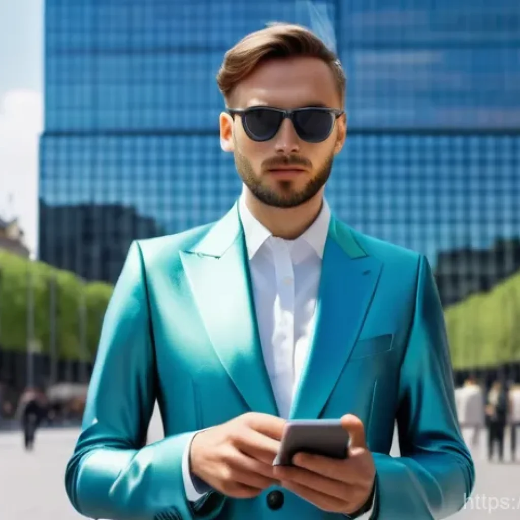 광고홍보사와 광고 시장의 미래 전망 - **Prompt:** A young, fashionably dressed Polish professional, approximately 30 years old, stands in ...