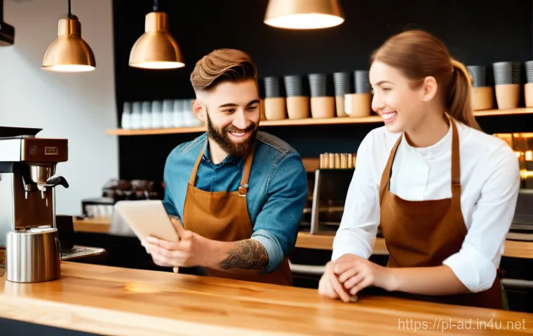 광고홍보사와 소비자 충성도 광고 전략 - **Prompt Title: The Personalized Touch**
**Image Description:** A warmly lit, modern cafe interi...