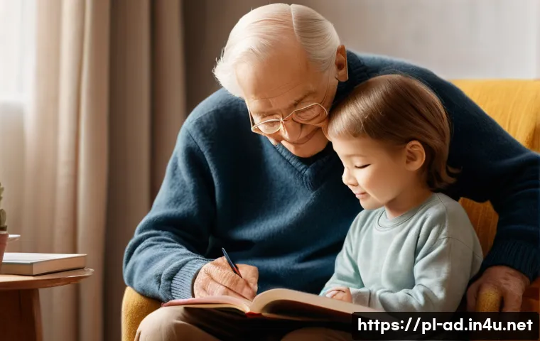 광고홍보사와 주요 브랜드 캠페인 분석 - **Prompt:** A heartwarming scene featuring an elderly person, possibly a grandfather, with a gentle ...