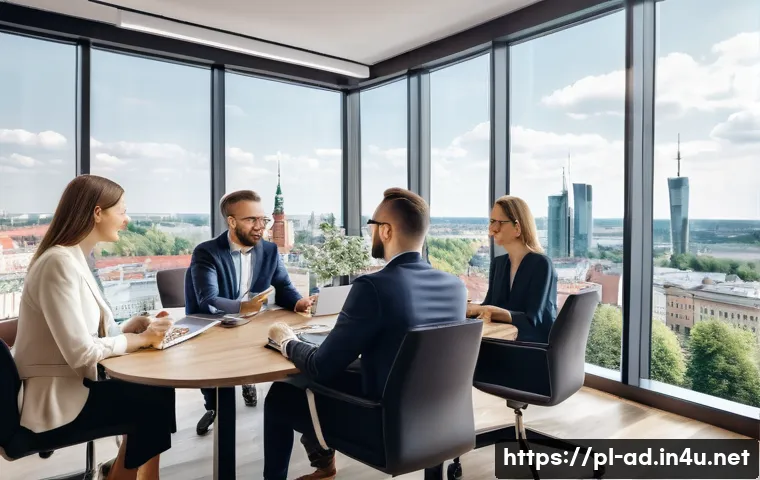 광고홍보사와 고객 유지 전략 - A professional business meeting scene featuring a diverse group of marketing agency team members and...
