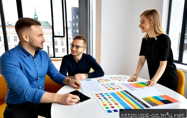 광고홍보사와 효과적인 광고 기획 프로세스 - Photorealistic Polish advertising agency planning session in a bright modern Warsaw office, diverse ...